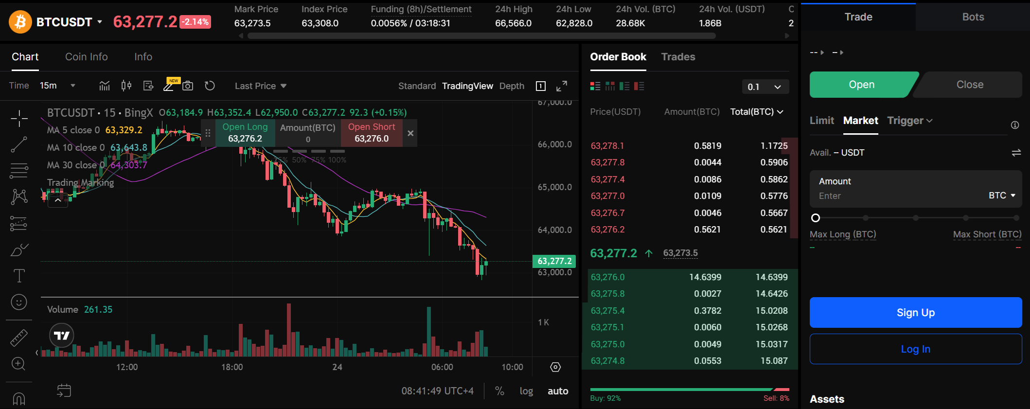 BingX trading interface